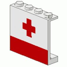 Part 4215ap02 White Panel 1 x 4 x 3 - Solid Studs with Red Cross and Stripe Pattern (Yellowish) 